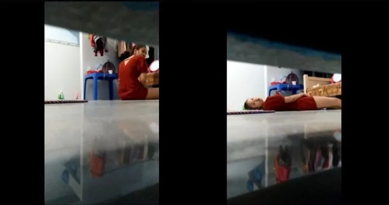 Quay lén eny thẩm du trong phòng